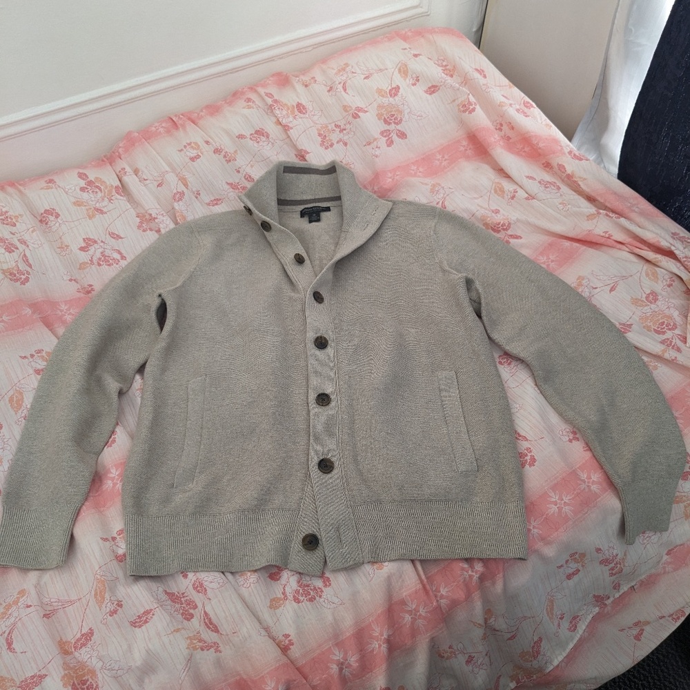 Banana Republic Supima Cotton Men's Tan Cardigan Sweater medium